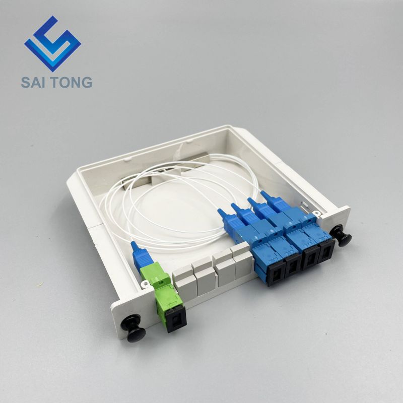 1:4 SC/UPC SC/UPC rackový plc rozbočovač ABS box SC UPC konektory kazetový typ 1X4 rozbočovač optických vlákien