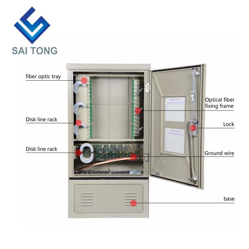 SaiTong FTTH 144 Core cross prepojovacia skrinka telekomunikačných zariadení SMC vonkajšie vodotesné IP55 144 jadrové optické skrinky ODF